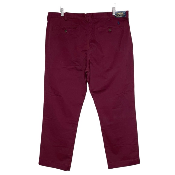 NEW Polo Ralph Lauren Burgundy Chino Pants Size 40x30 - Picture 2 of 11